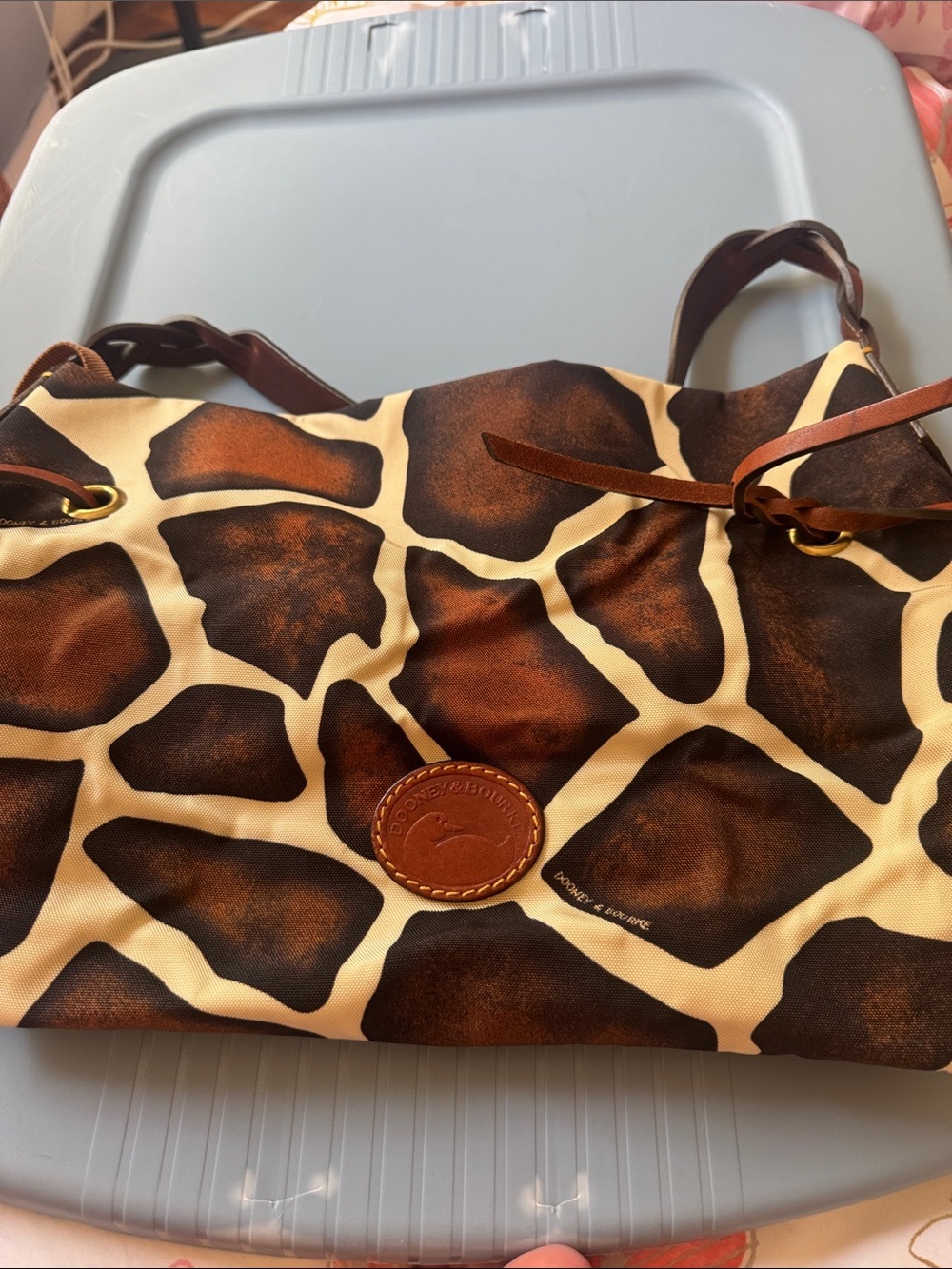 Dooney & Bourke Brown and Cream Giraffe-Print Tote